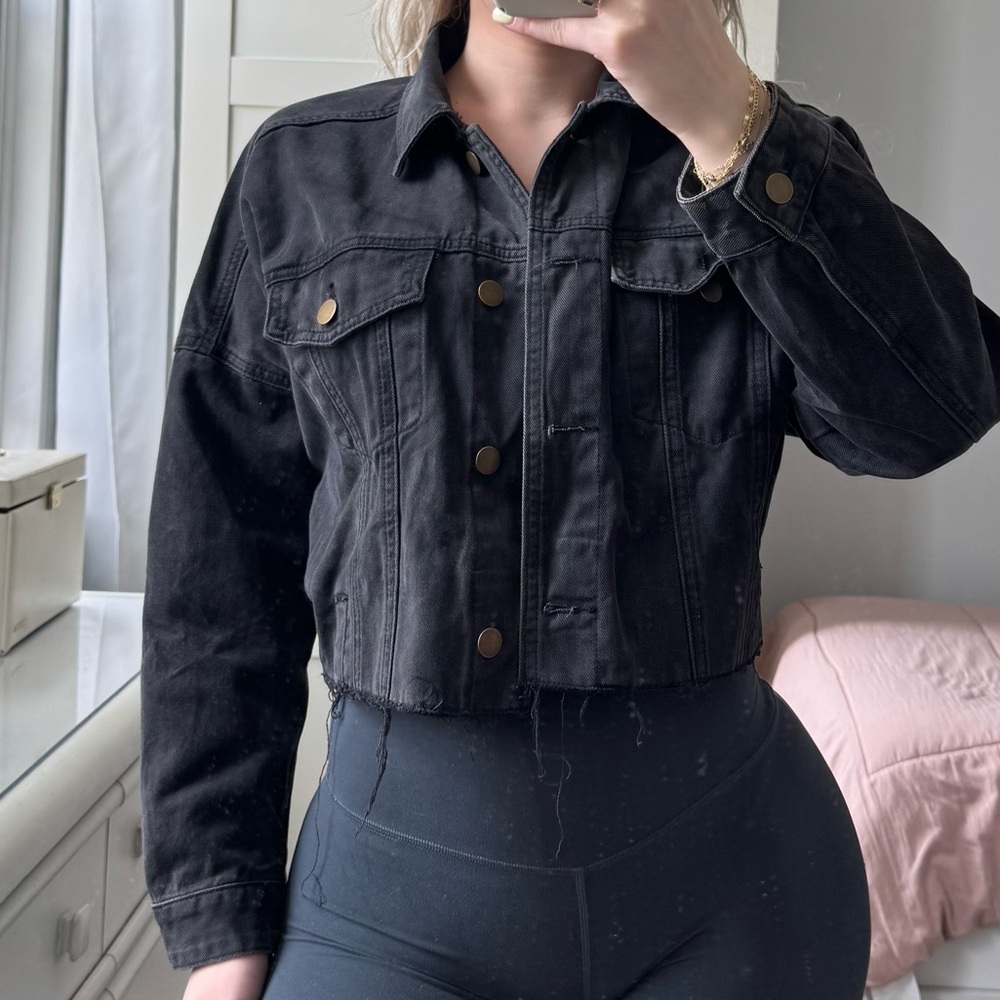 Black Denim Cropped Jacket